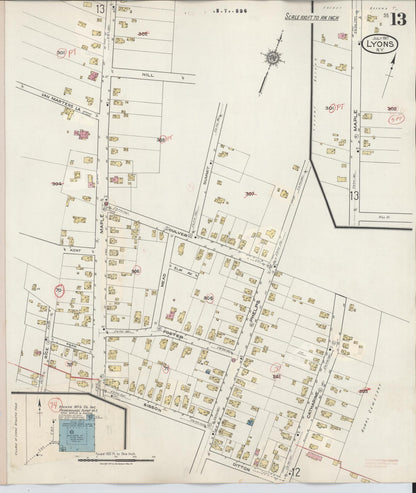 Sanborn Fire Insurance Map from Lyons, Wayne County, New York (1949), Sheet #0013 - Complete Map Set gallery image, historic Sanborn map, vintage wall art, New York New York
