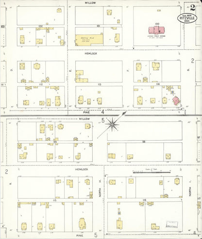 Sanborn Fire Insurance Map from Ritzville, Adams County, Washington (1909), Sheet #0002 - Complete Map Set gallery image, historic Sanborn map, vintage wall art, Washington Washington