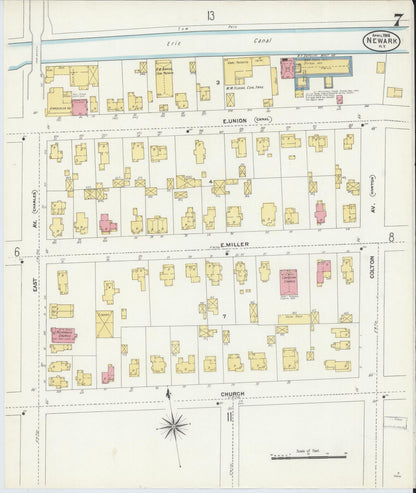 Sanborn Fire Insurance Map from Newark, Wayne County, New York (1906), Sheet #0007 - Complete Map Set gallery image, historic Sanborn map, vintage wall art, New York New York