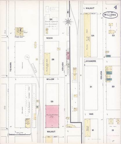 Sanborn Fire Insurance Map from Willows, Glenn County, California (1894), Sheet #0004 - Complete Map Set gallery image, historic Sanborn map, vintage wall art, California California