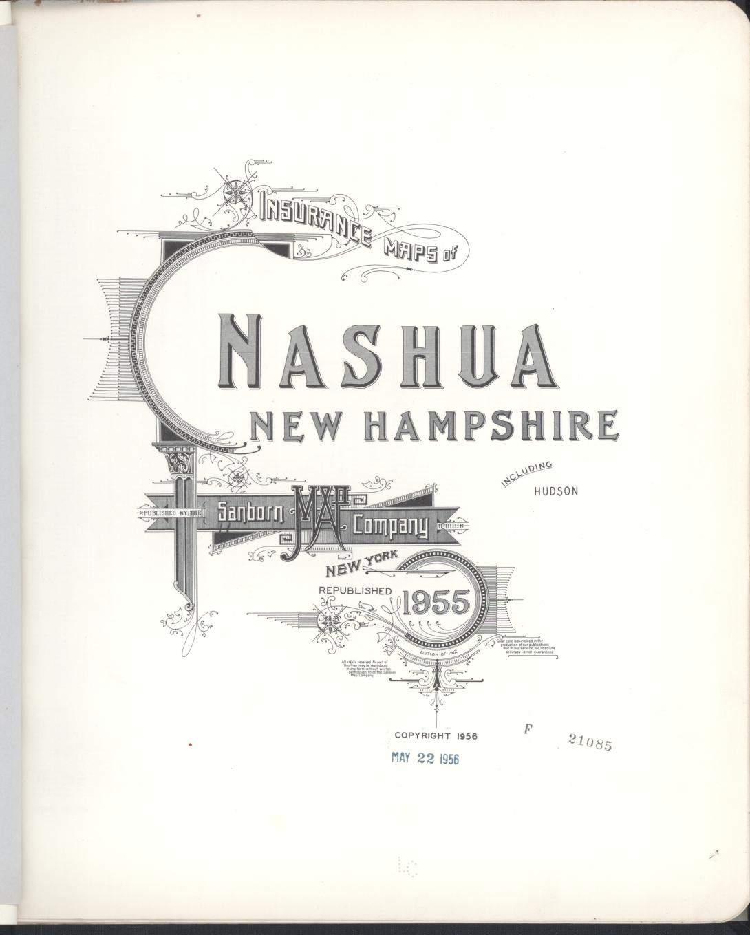 Sanborn Fire Insurance Map from Nashua, Hillsborough County, New Hampshire. (1955) – Historic Sanborn Fire Insurance Map Print