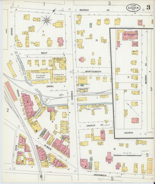 Sanborn Fire Insurance Map from Goshen, Orange County, New York (1900), Sheet #0003 - Historic Sanborn Fire Insurance Map Print, vintage old map wall art, antique decor, genealogy gift, New York New York map