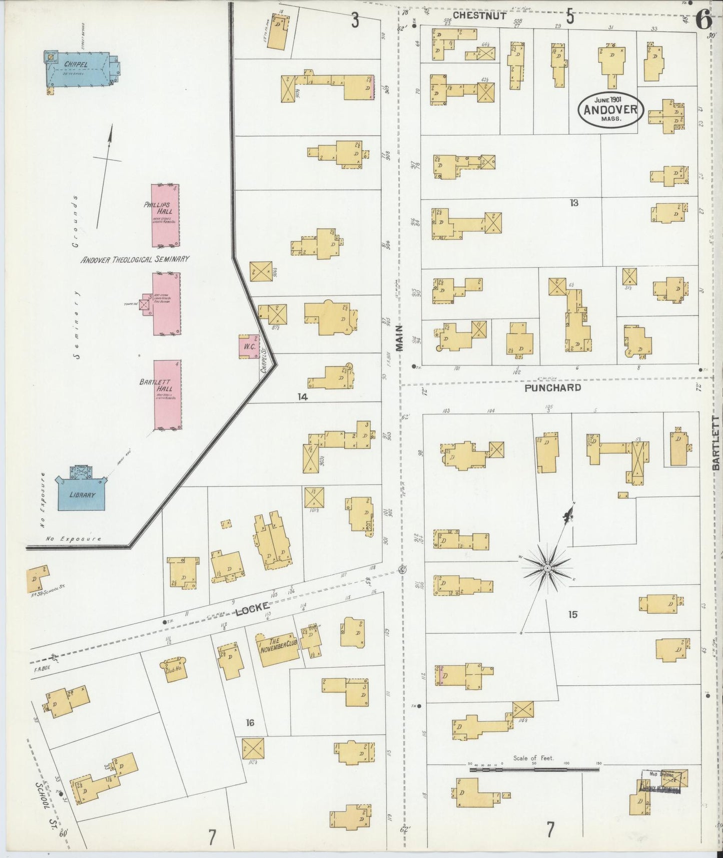 Sanborn Fire Insurance Map from Andover, Essex County, Massachusetts (1901), Sheet #0006 - Complete Map Set gallery image, historic Sanborn map, vintage wall art, Massachusetts Massachusetts