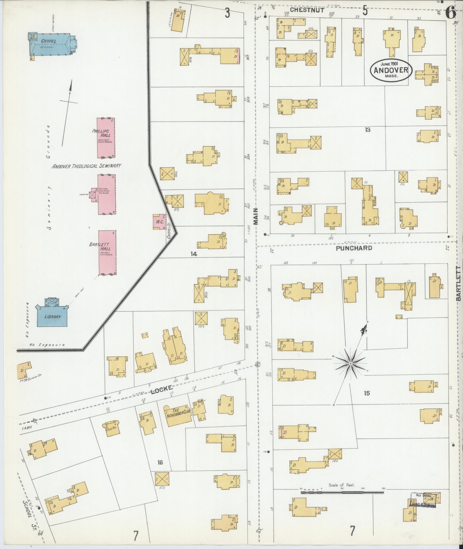 Sanborn Fire Insurance Map from Andover, Essex County, Massachusetts (1901), Sheet #0006 - Complete Map Set gallery image, historic Sanborn map, vintage wall art, Massachusetts Massachusetts