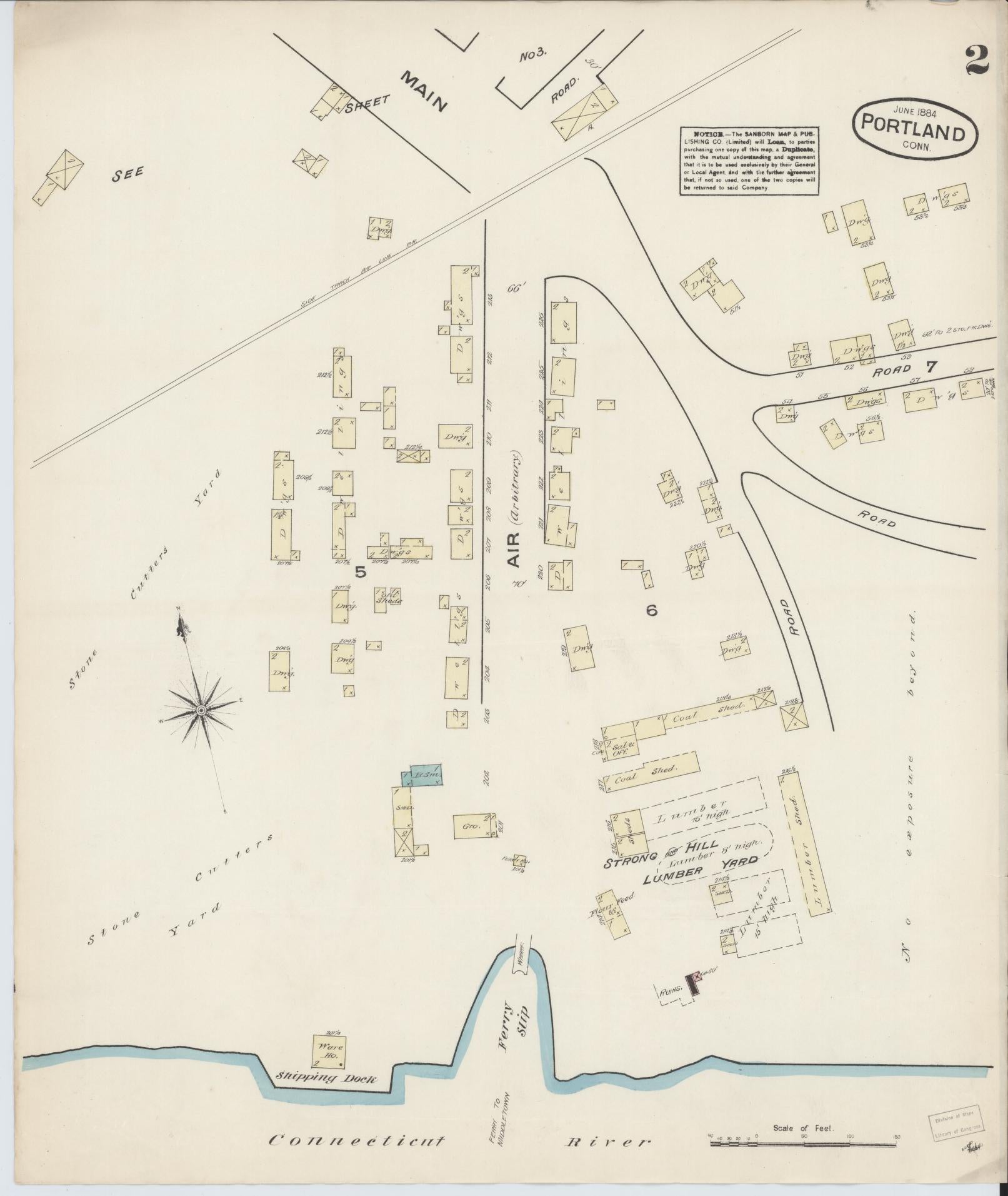Sanborn Fire Insurance Map from Portland, Middlesex County, Connecticut (1884), Sheet #0002 - Complete Map Set gallery image, historic Sanborn map, vintage wall art, Connecticut Connecticut
