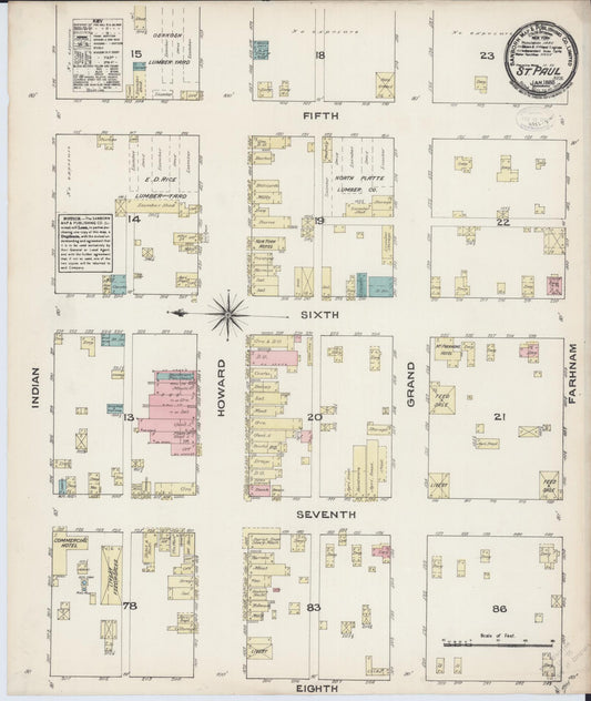 Sanborn Fire Insurance Map from Saint Paul, Howard County, Nebraska (1885), Sheet #0001 - Historic Sanborn Fire Insurance Map Print, vintage old map wall art, antique decor, genealogy gift, Nebraska Nebraska map
