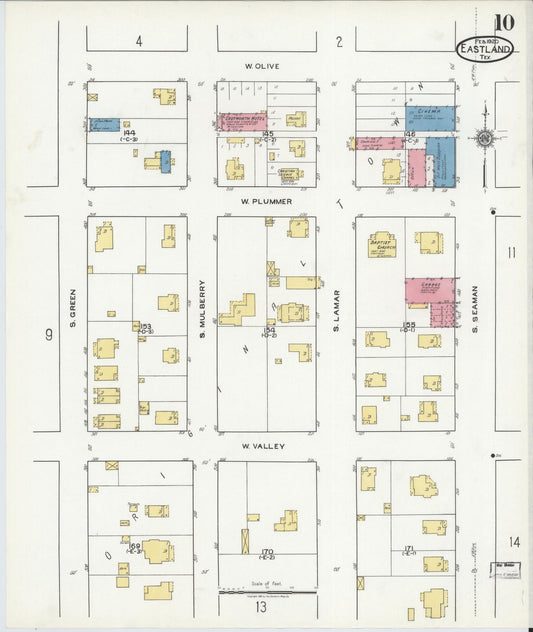 Sanborn Fire Insurance Map from Eastland, Eastland County, Texas (1920), Sheet #0010 - Historic Sanborn Fire Insurance Map Print, vintage old map wall art, antique decor, genealogy gift, Texas Texas map