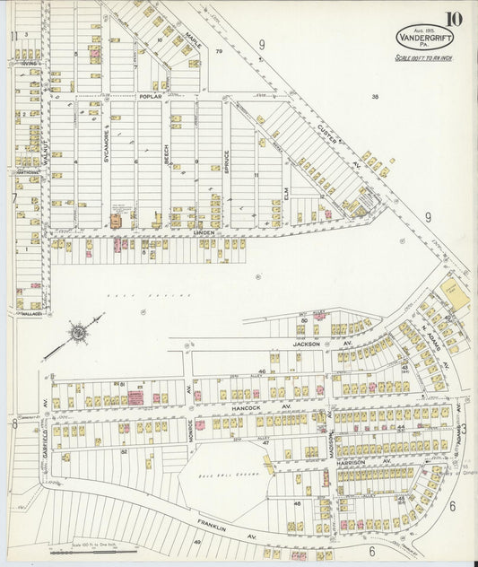 Sanborn Fire Insurance Map from Vandergrift, Westmoreland County, Pennsylvania (1915), Sheet #0010 - Historic Sanborn Fire Insurance Map Print, vintage old map wall art, antique decor, genealogy gift, Pennsylvania Pennsylvania map
