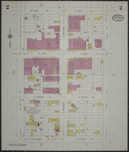 Sanborn Fire Insurance Map from Tipton, Tillman County, Oklahoma (1930), Sheet #0002 - Complete Map Set gallery image, historic Sanborn map, vintage wall art, Oklahoma Oklahoma