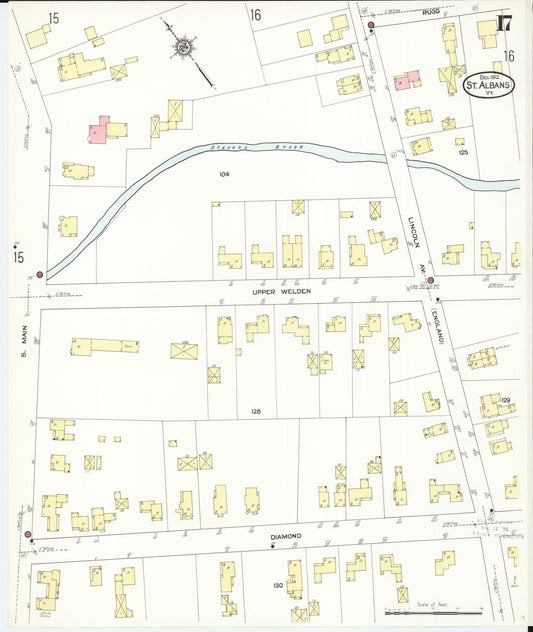 Sanborn Fire Insurance Map from Saint Albans, Franklin County, Vermont (1912), Sheet #0017 - Historic Sanborn Fire Insurance Map Print, vintage old map wall art, antique decor, genealogy gift, Vermont Vermont map