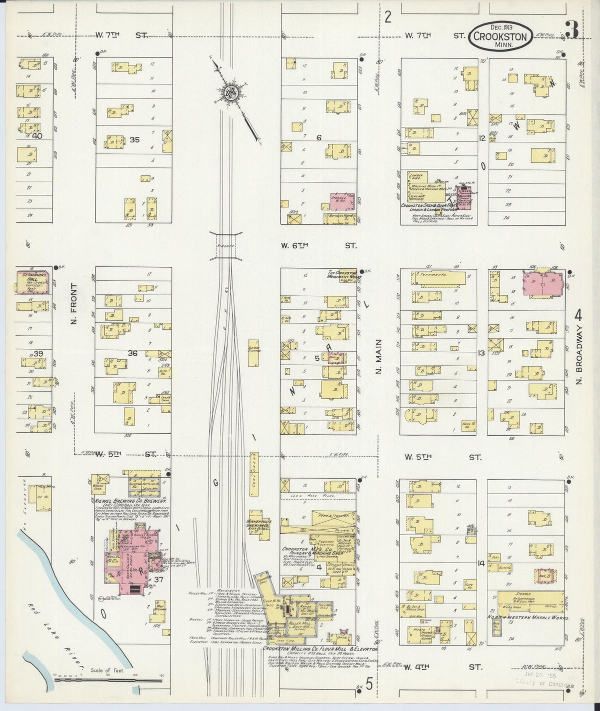 Sanborn Fire Insurance Map from Crookston, Polk County, Minnesota (1913), Sheet #0003 - Complete Map Set gallery image, historic Sanborn map, vintage wall art, Minnesota Minnesota
