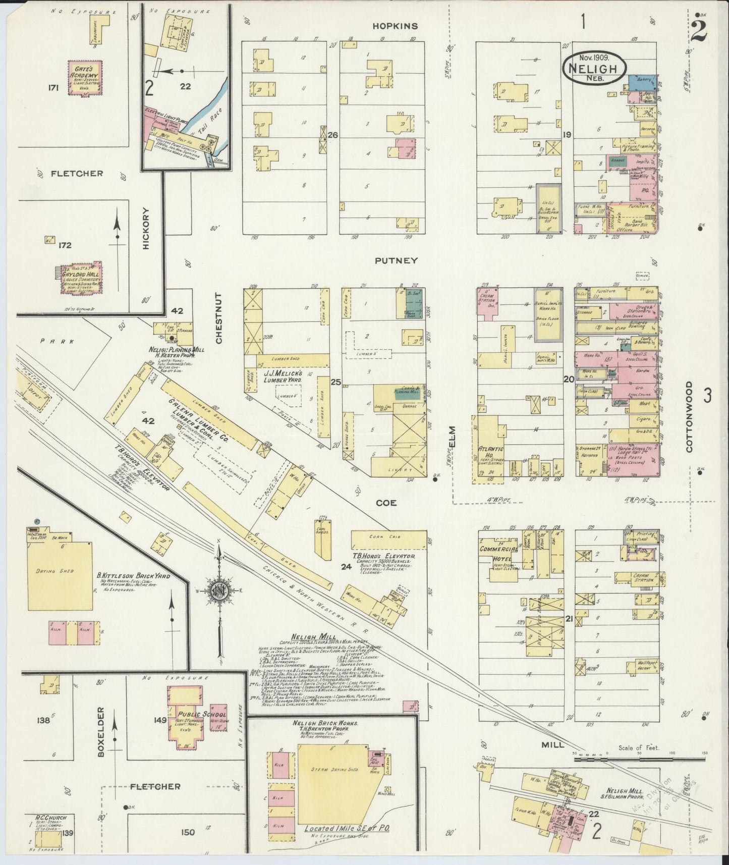 Sanborn Fire Insurance Map from Neligh, Antelope County, Nebraska (1909), Sheet #0002 - Complete Map Set gallery image, historic Sanborn map, vintage wall art, Nebraska Nebraska