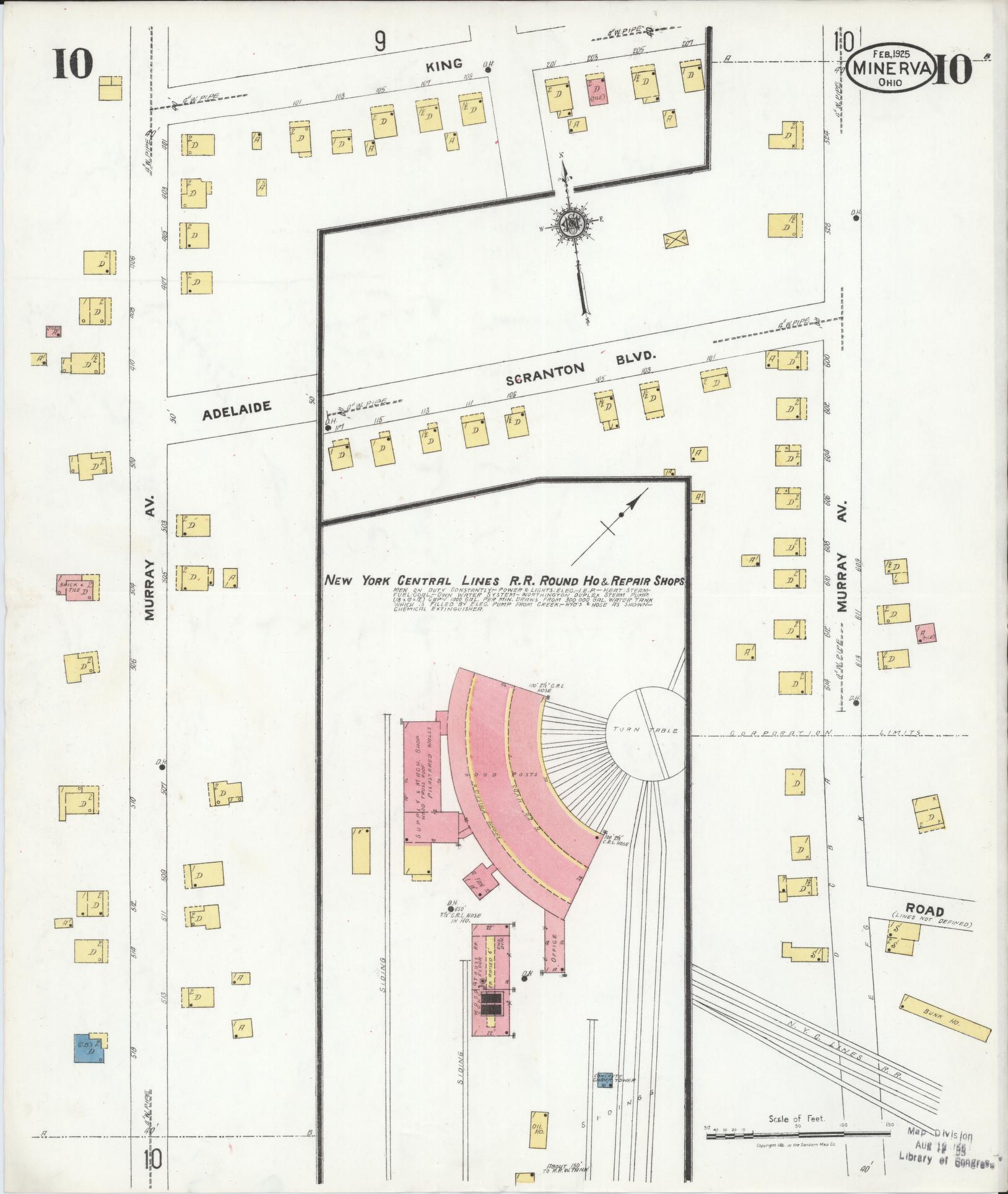Sanborn Fire Insurance Map from Minerva, Stark And Carroll Counties, Ohio (1925), Sheet #0010 - Complete Map Set gallery image, historic Sanborn map, vintage wall art, Ohio Ohio