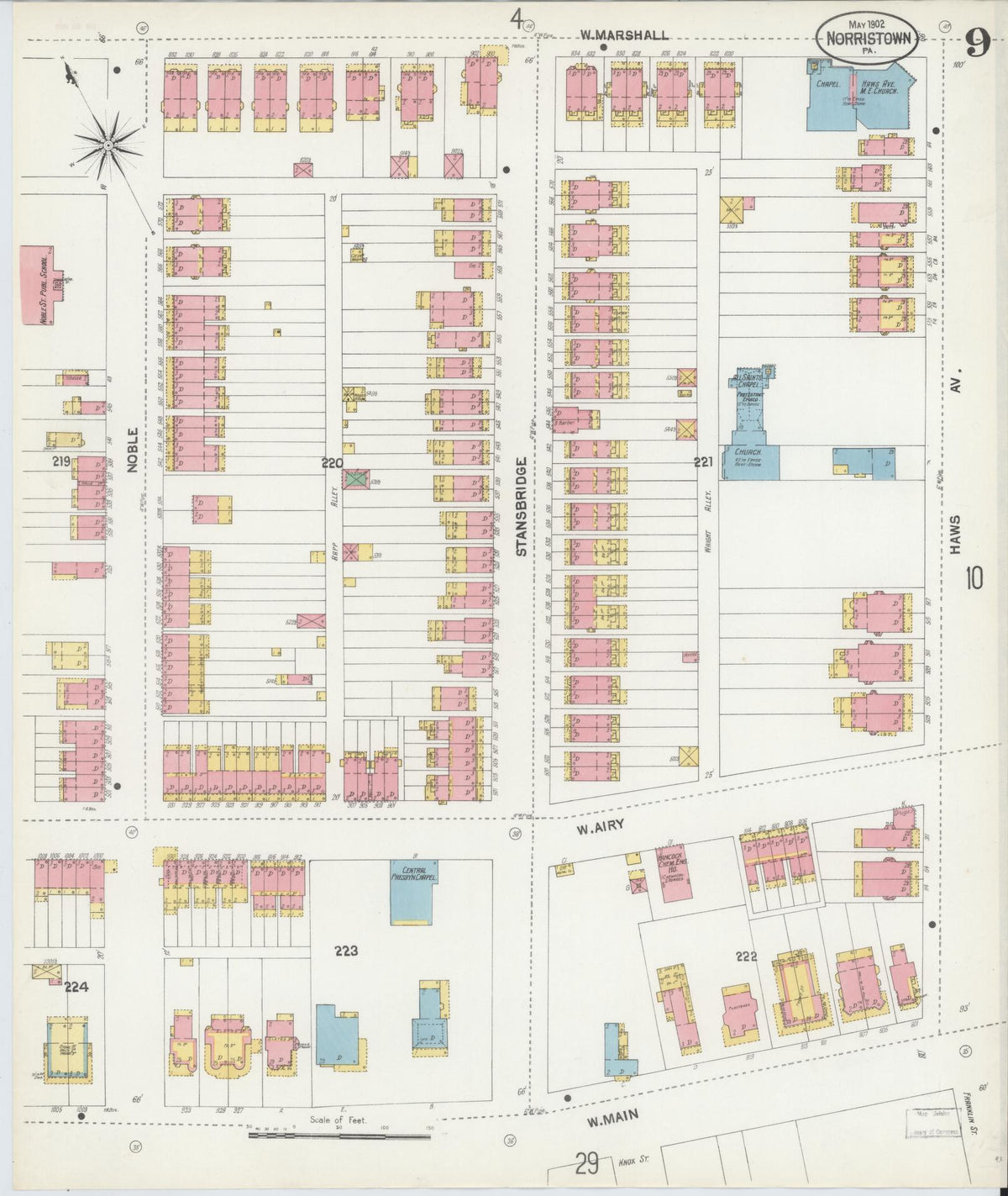 Sanborn Fire Insurance Map from Norristown, Montgomery County, Pennsylvania (1902), Sheet #0009 - Complete Map Set gallery image, historic Sanborn map, vintage wall art, Pennsylvania Pennsylvania