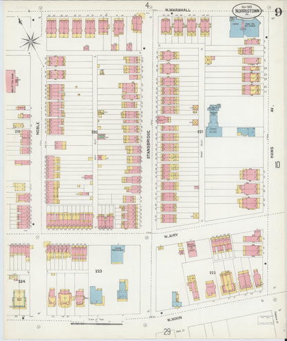 Sanborn Fire Insurance Map from Norristown, Montgomery County, Pennsylvania (1902), Sheet #0009 - Complete Map Set gallery image, historic Sanborn map, vintage wall art, Pennsylvania Pennsylvania