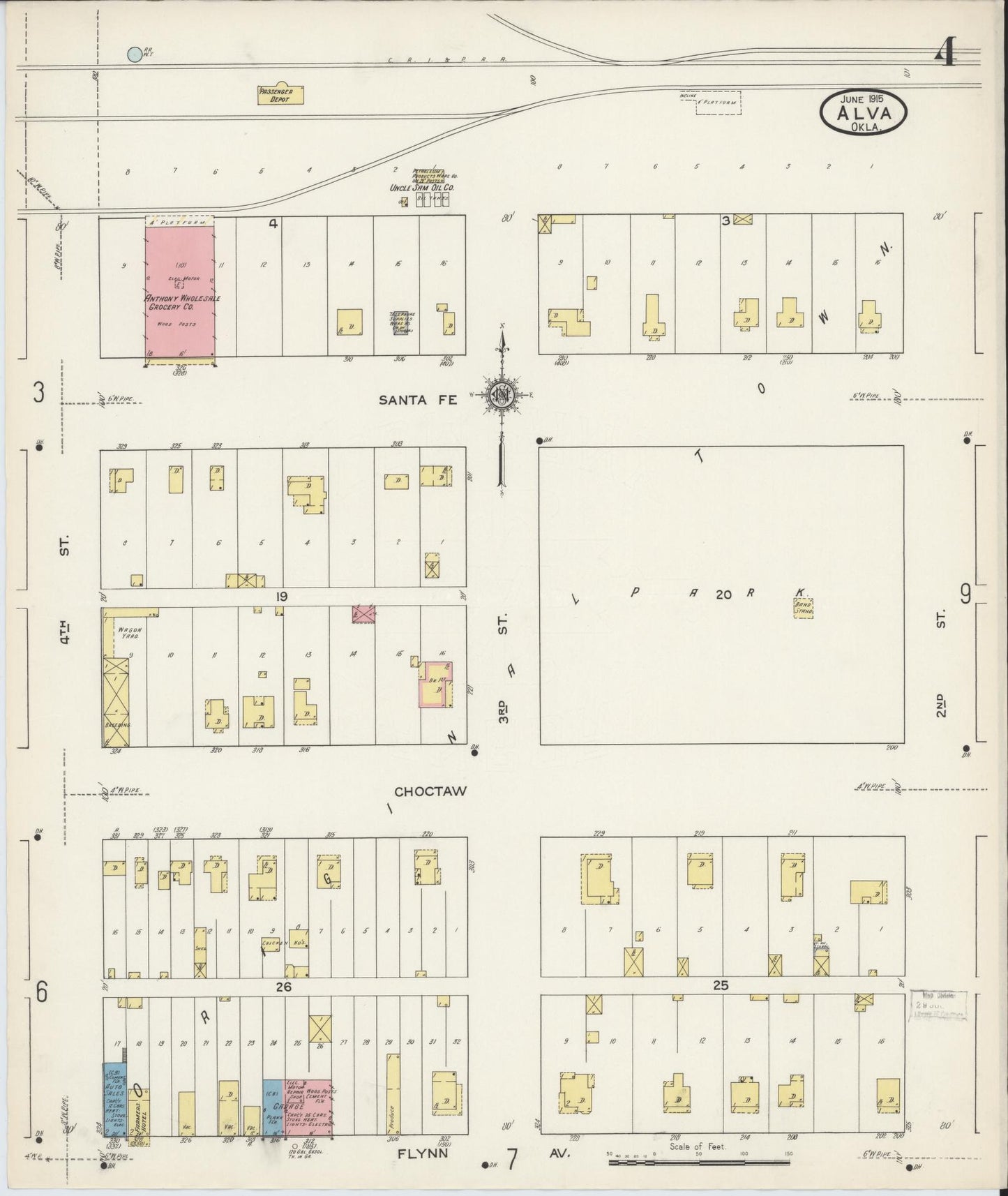 Sanborn Fire Insurance Map from Alva, Woods County, Oklahoma (1914), Sheet #0004 - Complete Map Set gallery image, historic Sanborn map, vintage wall art, Oklahoma Oklahoma