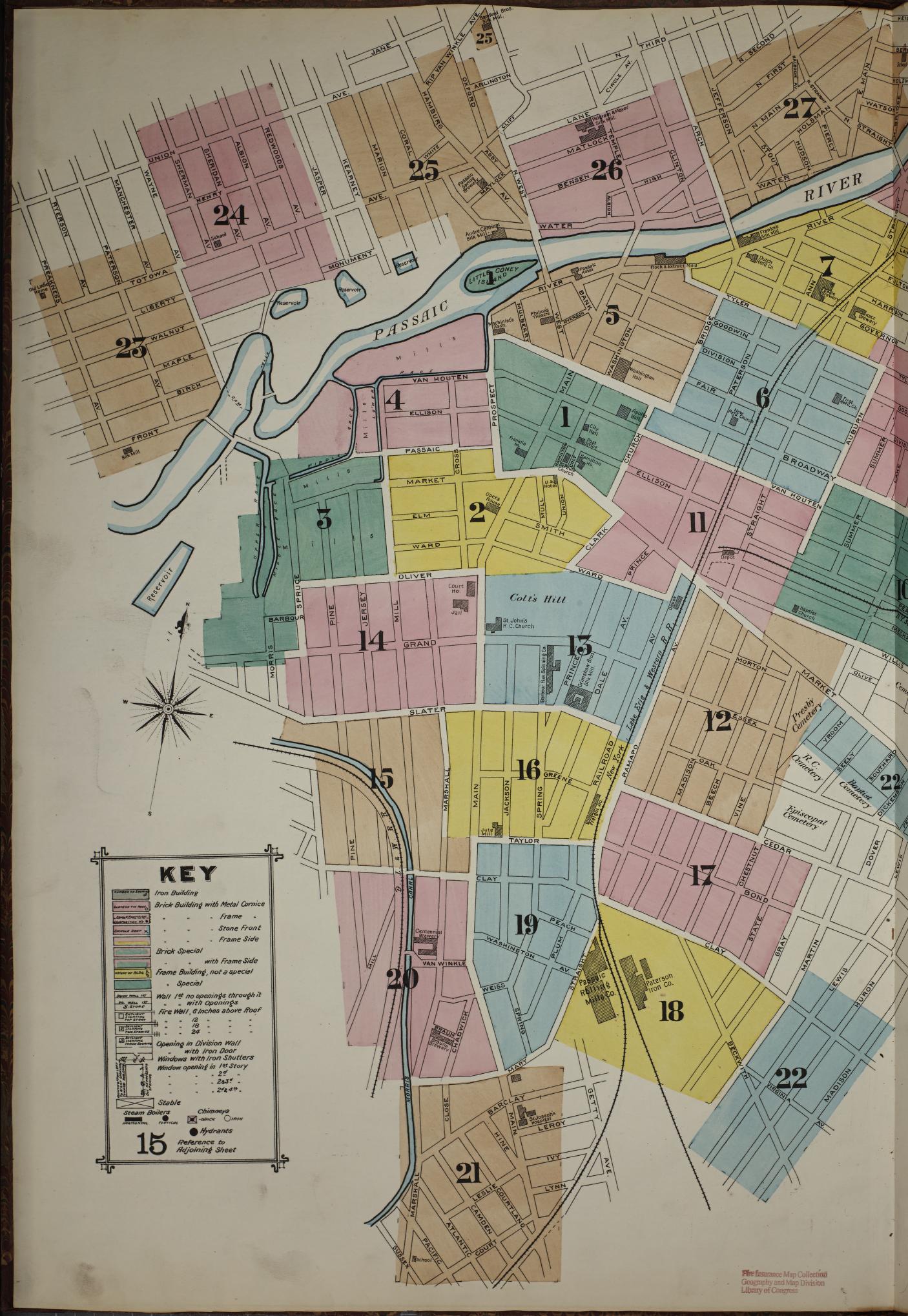 Sanborn Fire Insurance Map from Paterson, Passaic County, New Jersey. (1887) – Historic Sanborn Fire Insurance Map Print
