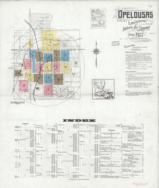 Sanborn Fire Insurance Map from Opelousas, Saint Landry Parish, Louisiana. (1927) – Historic Sanborn Fire Insurance Map Print