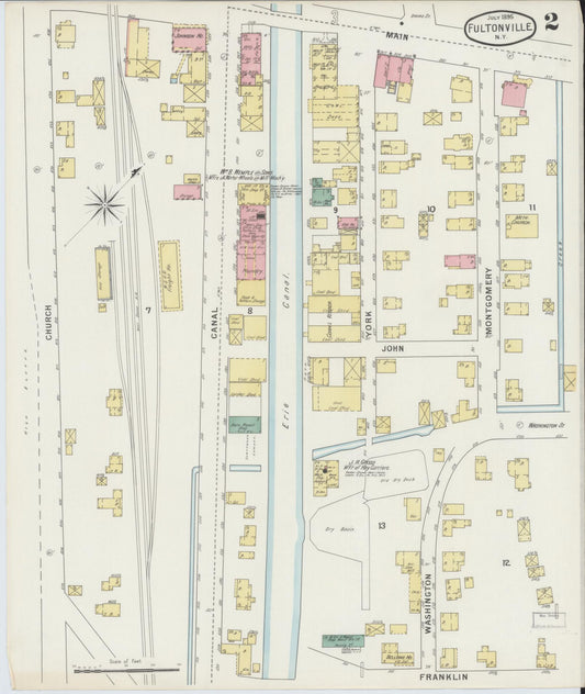 Sanborn Fire Insurance Map from Fultonville, Montgomery County, New York (1895), Sheet #0002 - Historic Sanborn Fire Insurance Map Print, vintage old map wall art, antique decor, genealogy gift, New York New York map