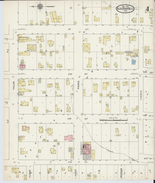 Sanborn Fire Insurance Map from Black River Falls, Jackson County, Wisconsin (1914), Sheet #0004 - Historic Sanborn Fire Insurance Map Print, vintage old map wall art, antique decor, genealogy gift, Wisconsin Wisconsin map