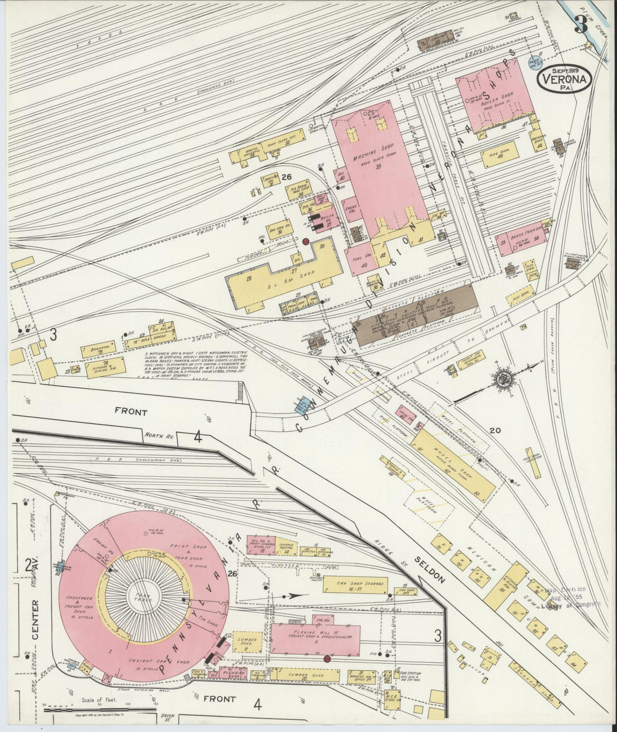 Sanborn Fire Insurance Map from Verona, Allegheny County, Pennsylvania (1919), Sheet #0003 - Historic Sanborn Fire Insurance Map Print, vintage old map wall art, antique decor, genealogy gift, Pennsylvania Pennsylvania map