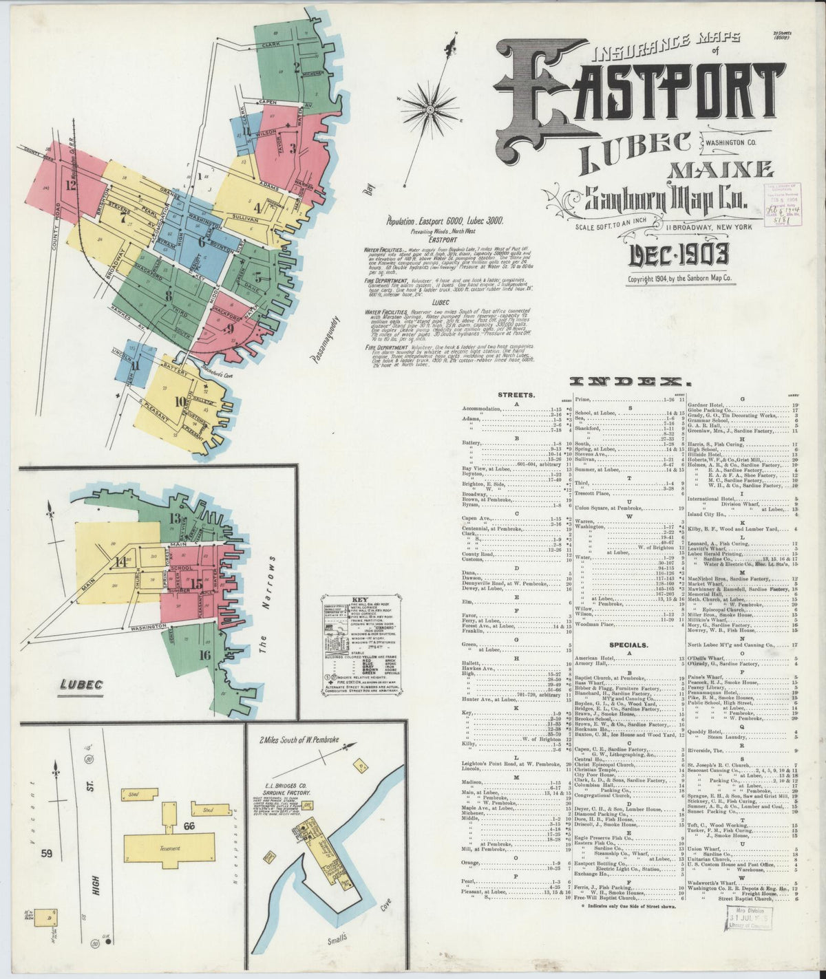 Sanborn Fire Insurance Map from Eastport, Washington County, Maine (1903), Sheet #0001 - Complete Map Set gallery image, historic Sanborn map, vintage wall art, Maine Maine