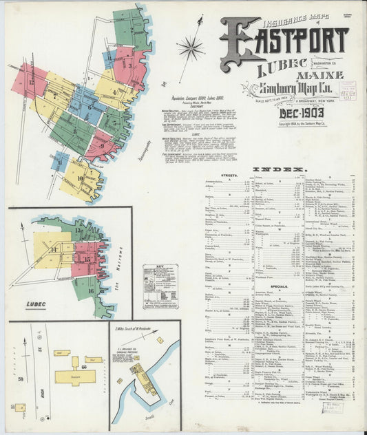 Sanborn Fire Insurance Map from Eastport, Washington County, Maine (1903), Sheet #0001 - Complete Map Set gallery image, historic Sanborn map, vintage wall art, Maine Maine