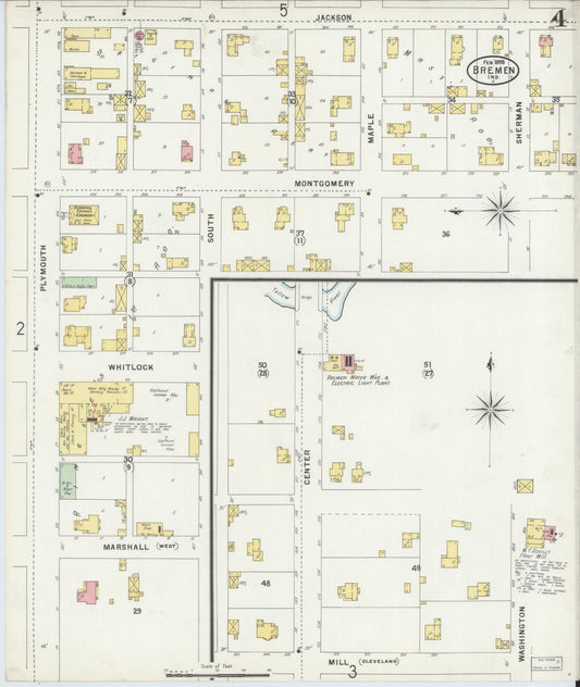 Sanborn Fire Insurance Map from Bremen, Marshall County, Indiana (1898), Sheet #0004 - Historic Sanborn Fire Insurance Map Print, vintage old map wall art, antique decor, genealogy gift, Indiana Indiana map