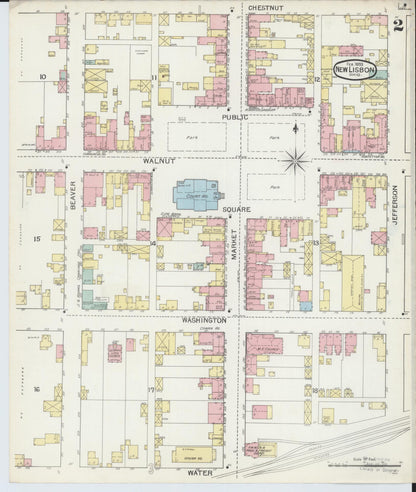 Sanborn Fire Insurance Map from New Lisbon, Columbiana County, Ohio (1893), Sheet #0002 - Complete Map Set gallery image, historic Sanborn map, vintage wall art, Ohio Ohio