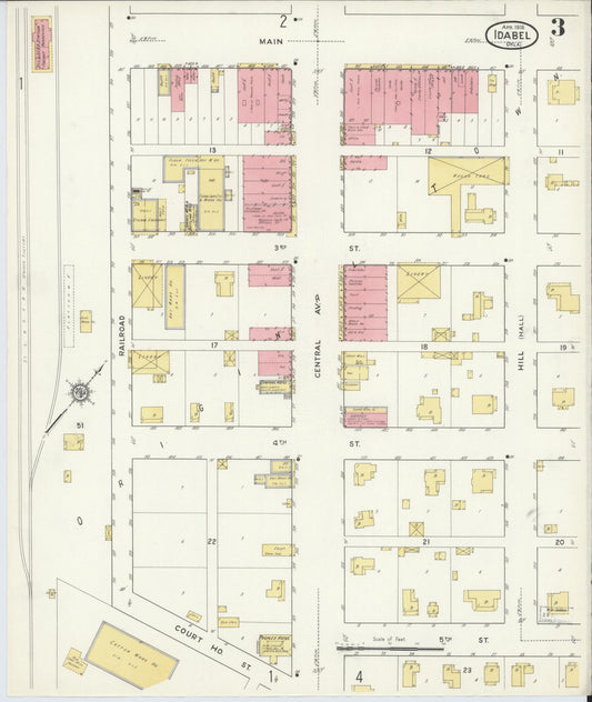 Sanborn Fire Insurance Map from Idabel, McCurtain County, Oklahoma (1916), Sheet #0003 - Historic Sanborn Fire Insurance Map Print, vintage old map wall art, antique decor, genealogy gift, Oklahoma Oklahoma map