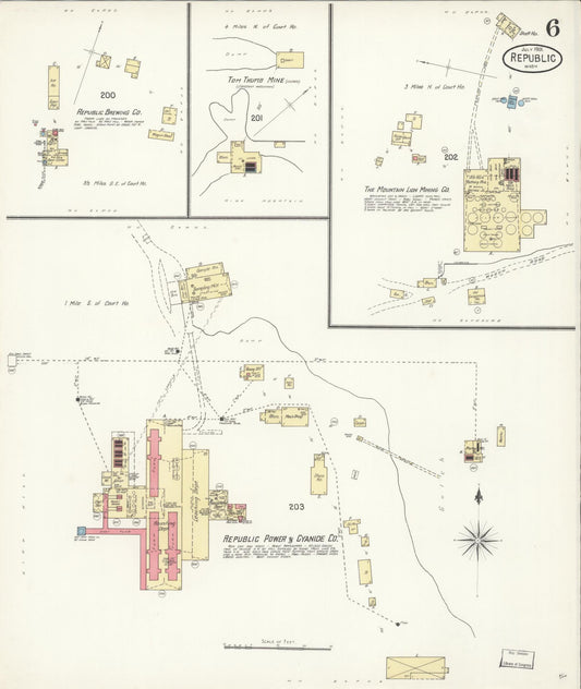 Sanborn Fire Insurance Map from Republic, Ferry County, Washington (1901), Sheet #0006 - Historic Sanborn Fire Insurance Map Print, vintage old map wall art, antique decor, genealogy gift, Washington Washington map