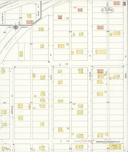 Sanborn Fire Insurance Map from El Centro, Imperial County, California (1922), Sheet #0003 - Historic Sanborn Fire Insurance Map Print, vintage old map wall art, antique decor, genealogy gift, California California map