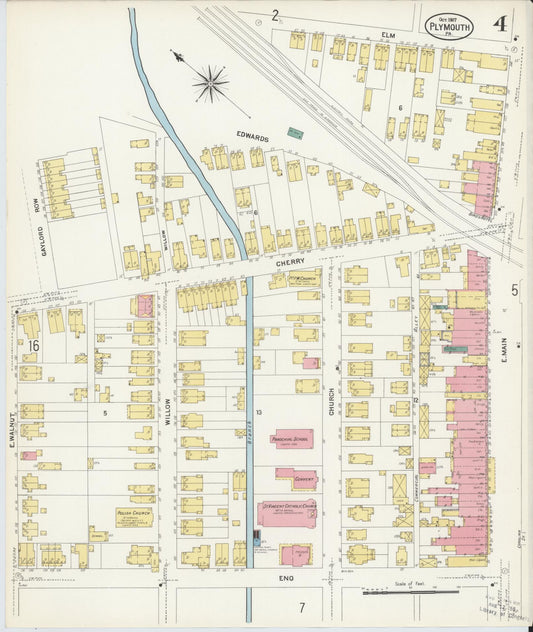 Sanborn Fire Insurance Map from Plymouth, Luzerne County, Pennsylvania (1907), Sheet #0004 - Historic Sanborn Fire Insurance Map Print, vintage old map wall art, antique decor, genealogy gift, Pennsylvania Pennsylvania map