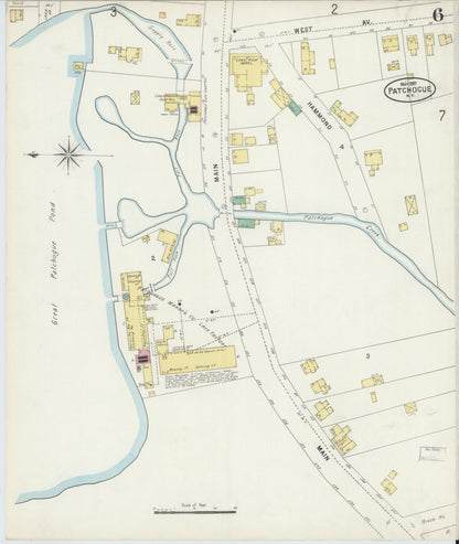 Sanborn Fire Insurance Map from Patchogue, Suffolk County, New York (1897), Sheet #0006 - Complete Map Set gallery image, historic Sanborn map, vintage wall art, New York New York
