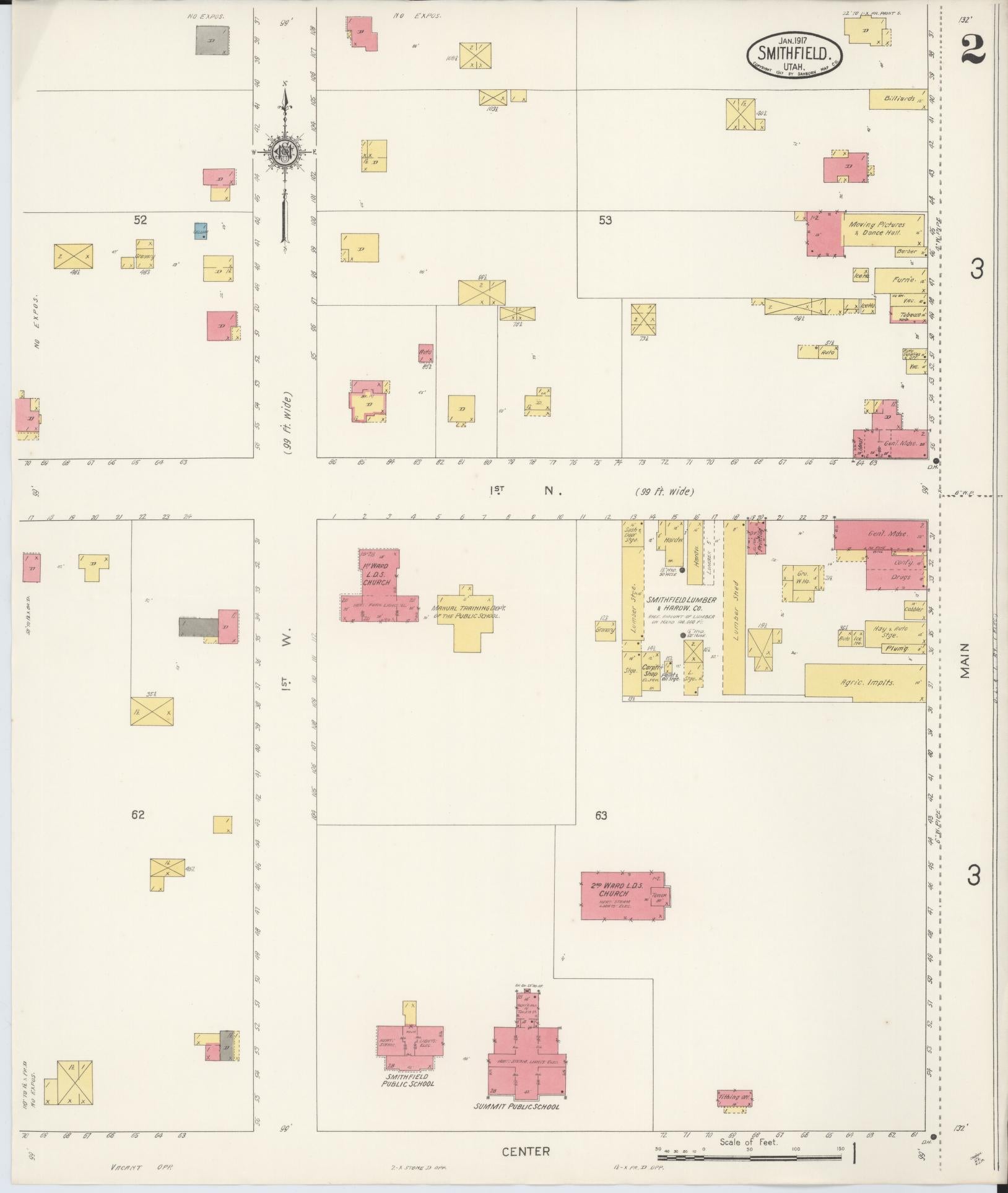 Sanborn Fire Insurance Map from Smithfield, Cache County, Utah (1917), Sheet #0002 - Complete Map Set gallery image, historic Sanborn map, vintage wall art, Utah Utah