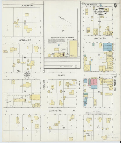 Sanborn Fire Insurance Map from Lockhart, Caldwell County, Texas (1894), Sheet #0002 - Historic Sanborn Fire Insurance Map Print, vintage old map wall art, antique decor, genealogy gift, Texas Texas map