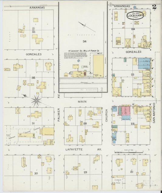 Sanborn Fire Insurance Map from Lockhart, Caldwell County, Texas (1894), Sheet #0002 - Historic Sanborn Fire Insurance Map Print, vintage old map wall art, antique decor, genealogy gift, Texas Texas map