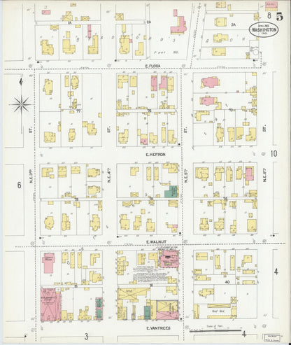 Sanborn Fire Insurance Map from Washington, Daviess County, Indiana (1902), Sheet #0005 - Complete Map Set gallery image, historic Sanborn map, vintage wall art, Washington Washington