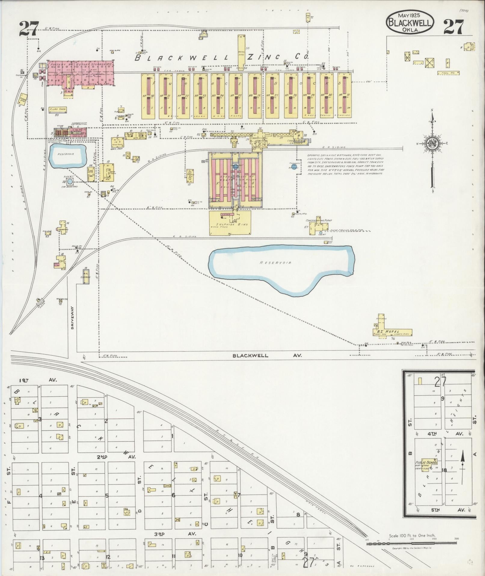 Sanborn Fire Insurance Map from Blackwell, Kay County, Oklahoma (1925), Sheet #0027 - Complete Map Set gallery image, historic Sanborn map, vintage wall art, Oklahoma Oklahoma