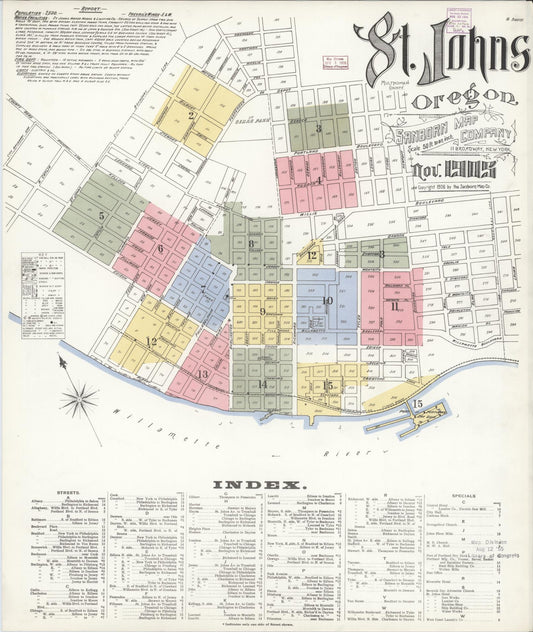 Sanborn Fire Insurance Map from Saint Johns, Multnomah County, Oregon. (1905) – Historic Sanborn Fire Insurance Map Print