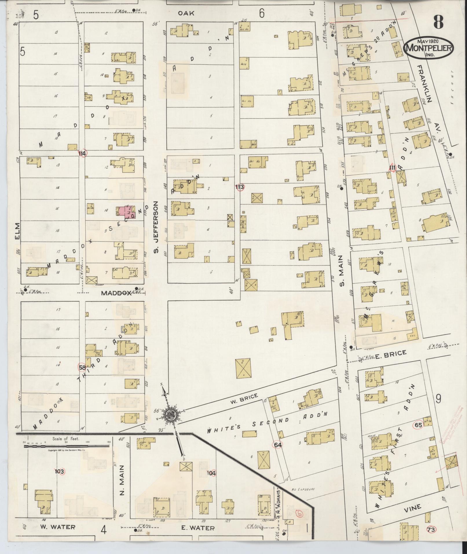 Sanborn Fire Insurance Map from Montpelier, Blackford County, Indiana (1941), Sheet #0008 - Complete Map Set gallery image, historic Sanborn map, vintage wall art, Indiana Indiana