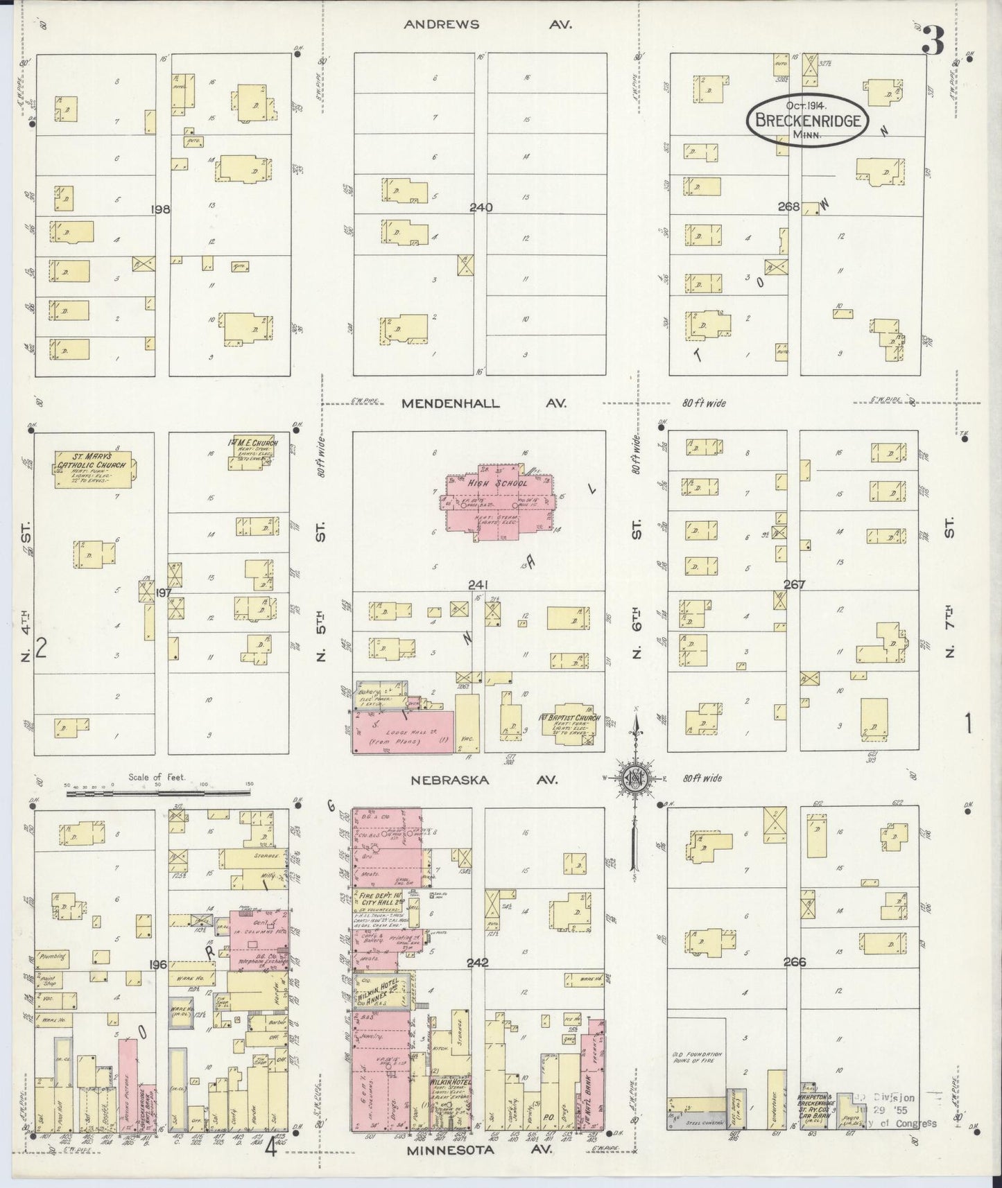 Sanborn Fire Insurance Map from Breckenridge, Wilkin County, Minnesota (1914), Sheet #0003 - Historic Sanborn Fire Insurance Map Print, vintage old map wall art, antique decor, genealogy gift, Minnesota Minnesota map