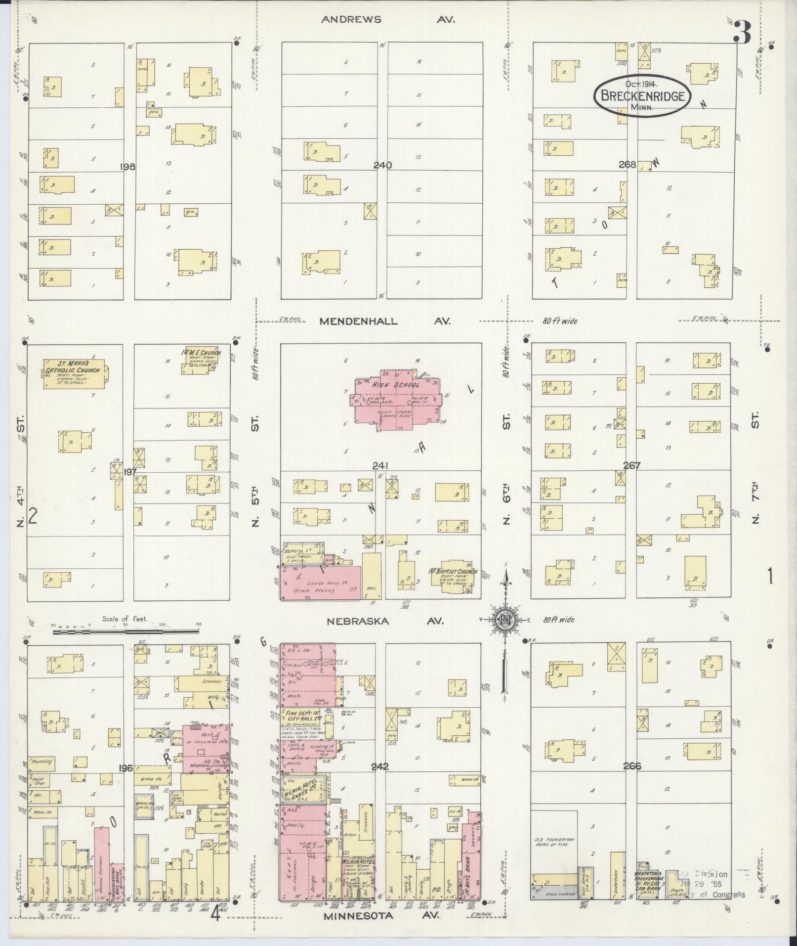 Sanborn Fire Insurance Map from Breckenridge, Wilkin County, Minnesota (1914), Sheet #0003 - Historic Sanborn Fire Insurance Map Print, vintage old map wall art, antique decor, genealogy gift, Minnesota Minnesota map