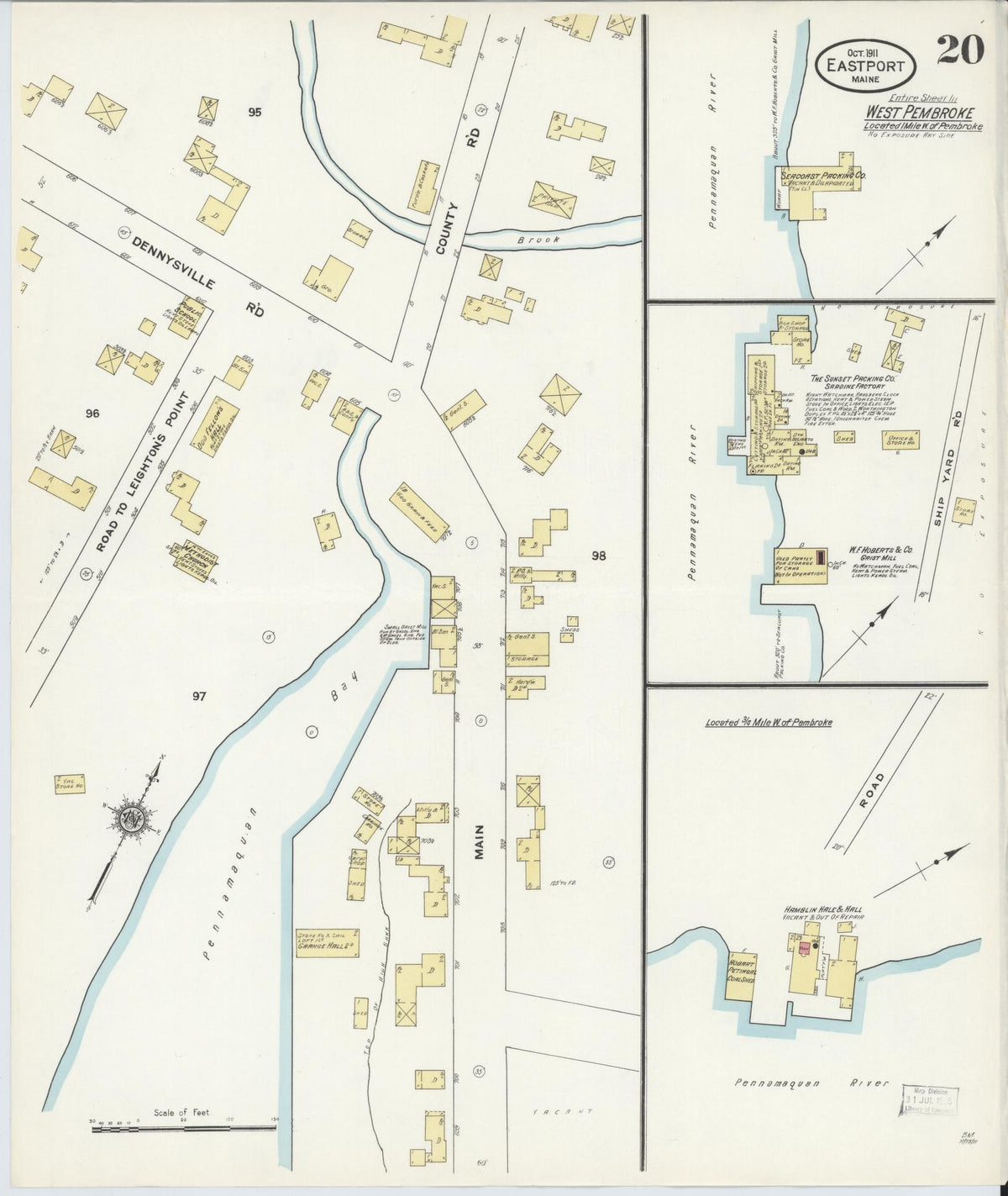 Sanborn Fire Insurance Map from Eastport, Washington County, Maine (1911), Sheet #0020 - Complete Map Set gallery image, historic Sanborn map, vintage wall art, Maine Maine