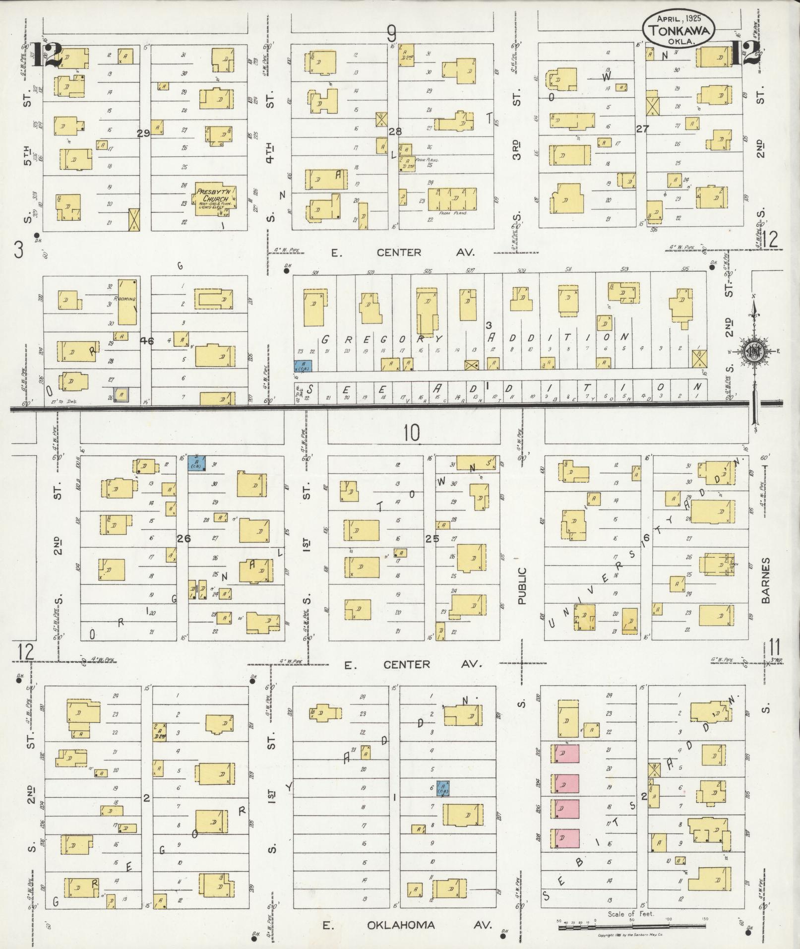 Sanborn Fire Insurance Map from Tonkawa, Kay County, Oklahoma (1925), Sheet #0012 - Complete Map Set gallery image, historic Sanborn map, vintage wall art, Oklahoma Oklahoma