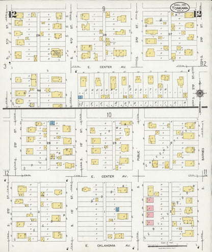 Sanborn Fire Insurance Map from Tonkawa, Kay County, Oklahoma (1925), Sheet #0012 - Complete Map Set gallery image, historic Sanborn map, vintage wall art, Oklahoma Oklahoma