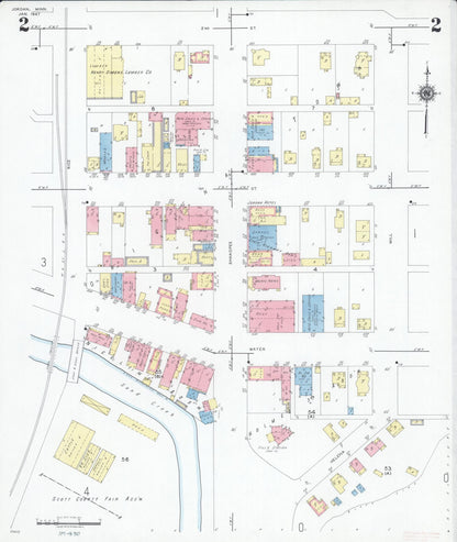Sanborn Fire Insurance Map from Jordan, Scott County, Minnesota (1947), Sheet #0002 - Historic Sanborn Fire Insurance Map Print, vintage old map wall art, antique decor, genealogy gift, Minnesota Minnesota map