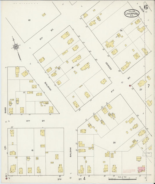 Sanborn Fire Insurance Map from Liverpool, Onondaga County, New York (1915), Sheet #0006 - Historic Sanborn Fire Insurance Map Print, vintage old map wall art, antique decor, genealogy gift, New York New York map
