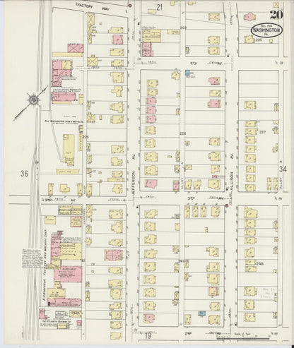 Sanborn Fire Insurance Map from Washington, Washington County, Pennsylvania (1914), Sheet #0020 - Historic Sanborn Fire Insurance Map Print, vintage old map wall art, antique decor, genealogy gift, Pennsylvania Pennsylvania map