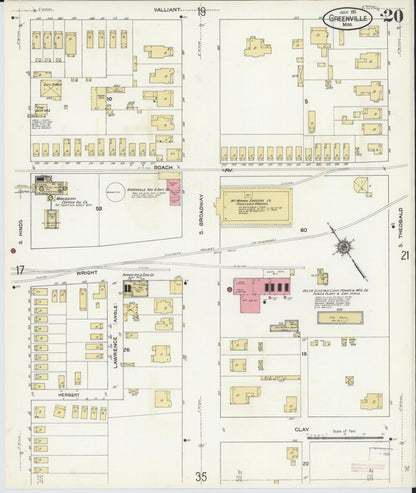 Sanborn Fire Insurance Map from Greenville, Washington County, Mississippi (1911), Sheet #0020 - Complete Map Set gallery image, historic Sanborn map, vintage wall art, Mississippi Mississippi